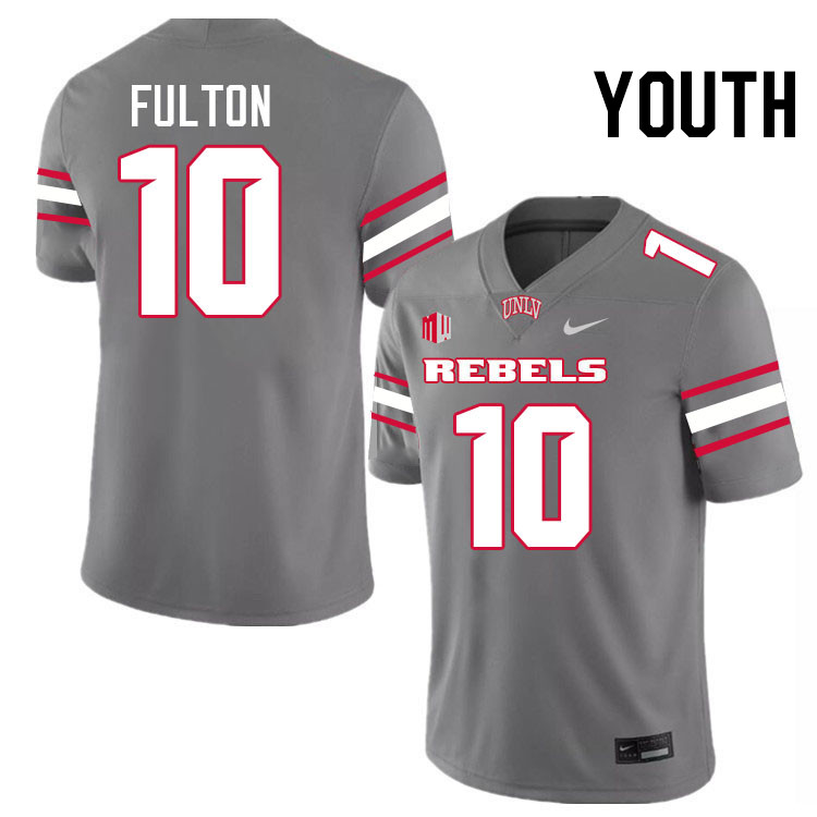 Youth #10 Tre Fulton UNLV Rebels College Football Jerseys Stitched-Grey